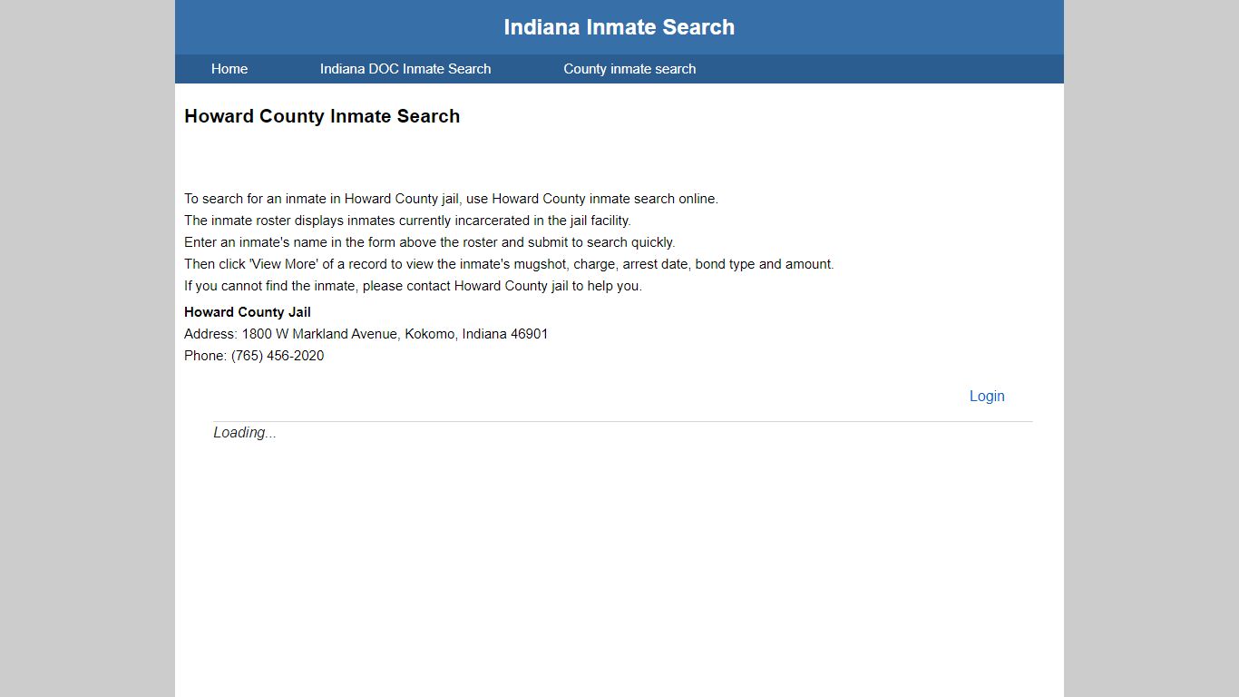 Howard County Jail Inmate Search - Indiana Inmate Search